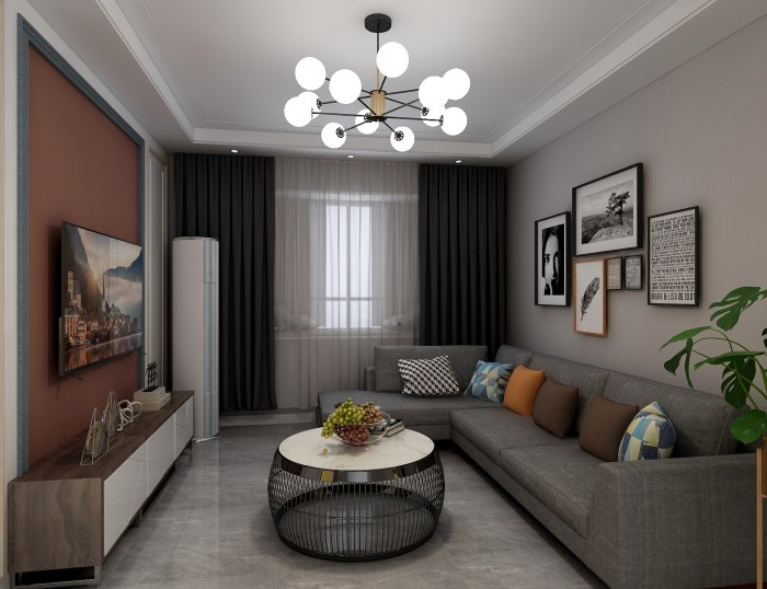 水發潤城汀園96㎡簡歐風格裝修效果圖